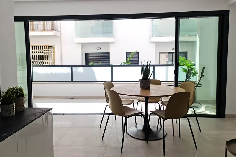 Stue og spiseplass i Casa Alise